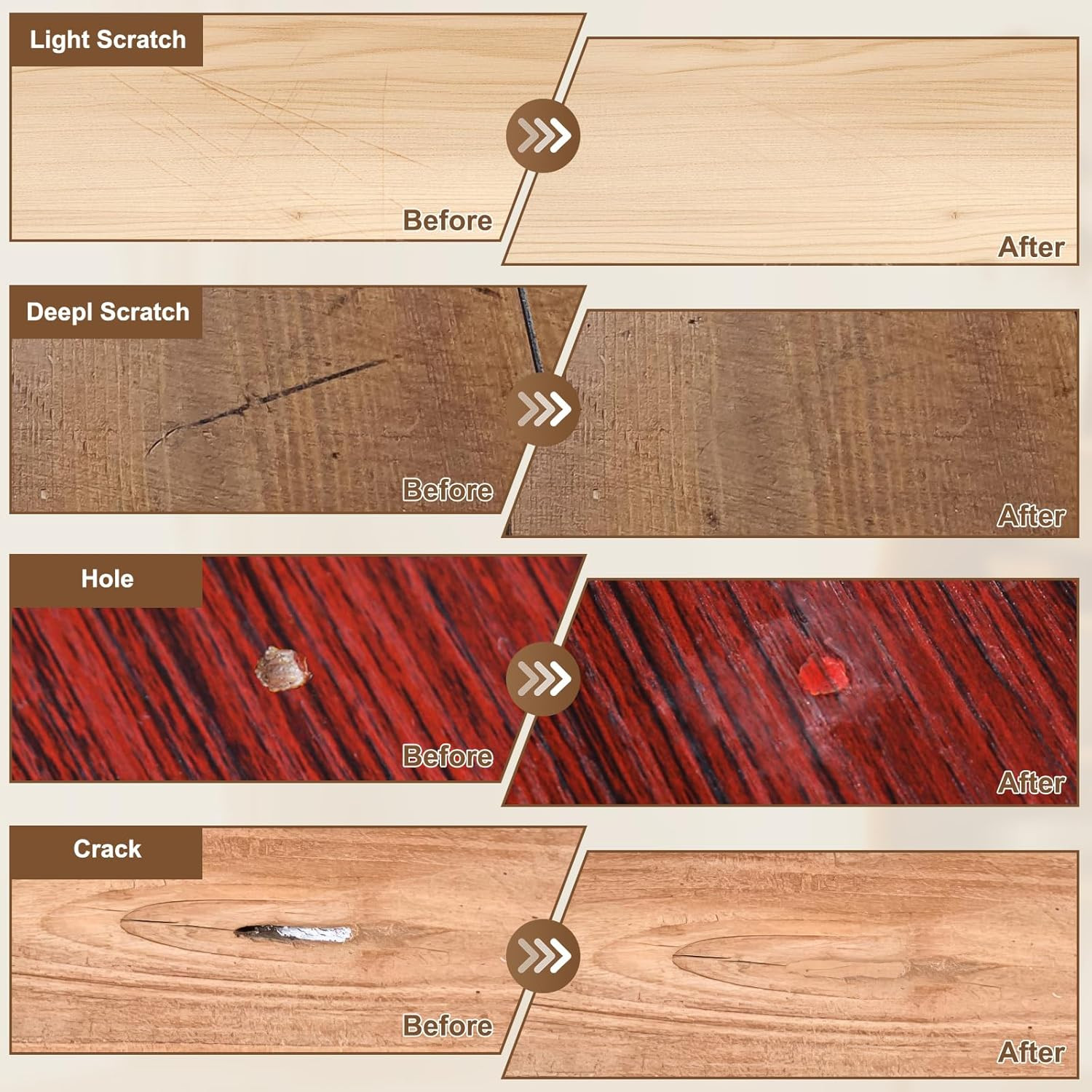 Laminate Wood Floor Repair Kit, Wax Melting Tool with Display, Hard Wax Filler,
