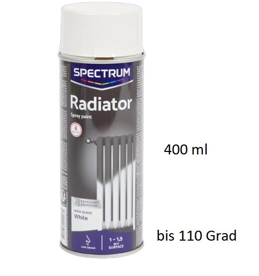 Spectrum Radiator Spray Paint 400 ml White Gloss Max 110°C Spray