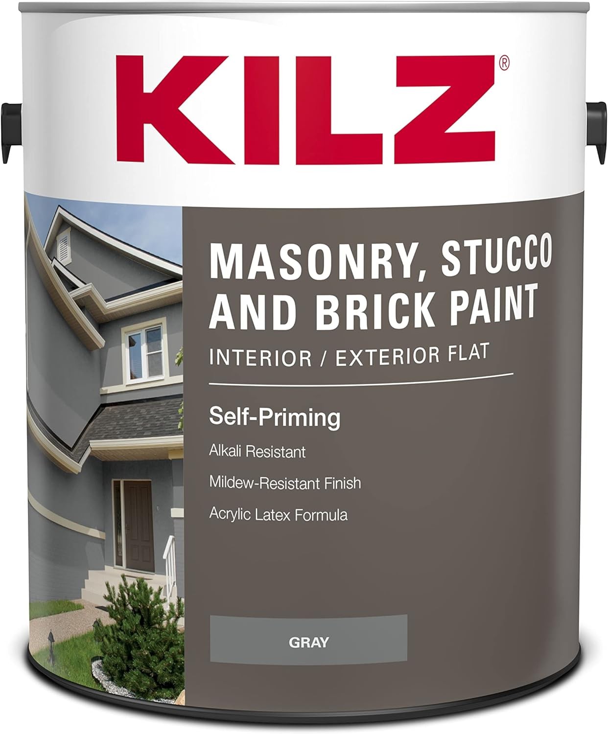 Self Priming Masonry Stucco Brick Paint Interior/Exterior Flat Gray 1 Gallon🥇🥇