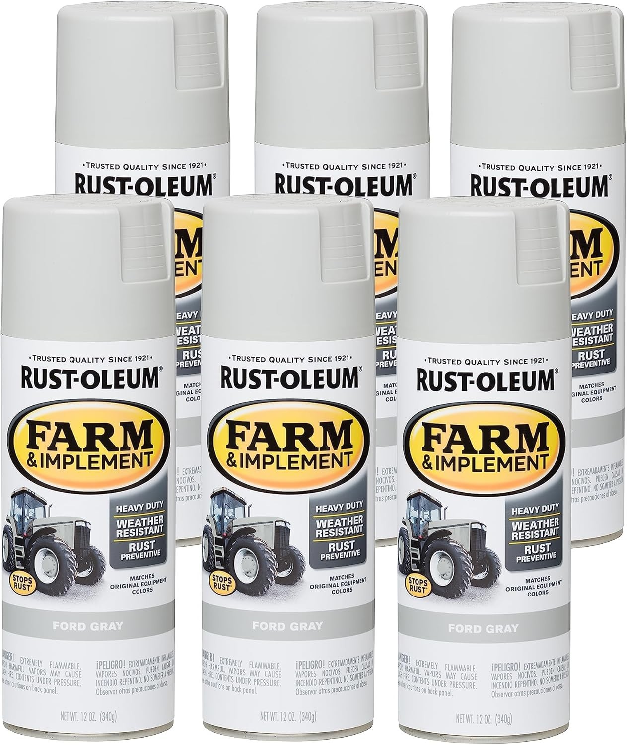 280138-6PK Farm & Implement Spray Paint 12 oz Ford Gray Pack of 6)