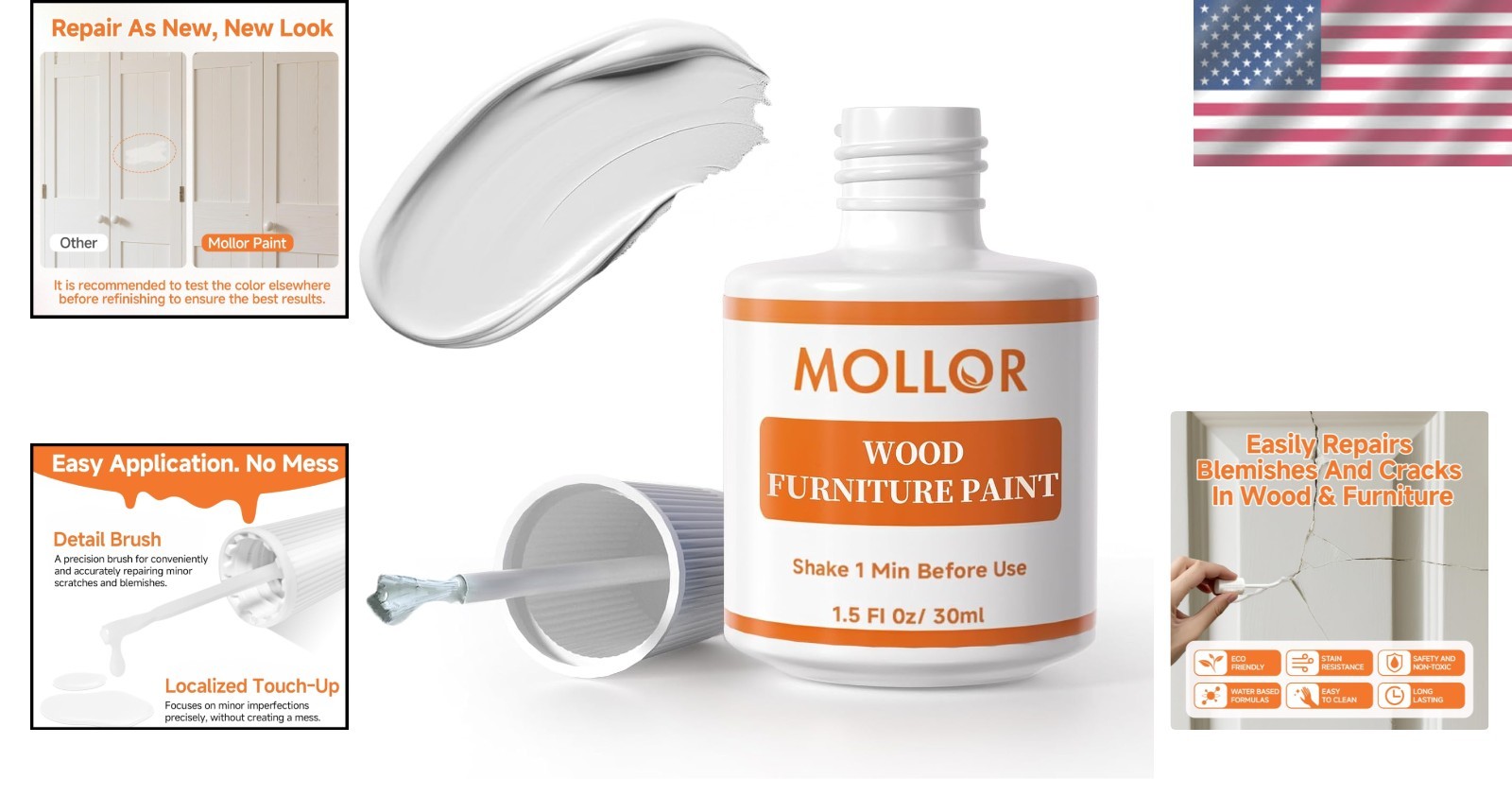Durable 1.5 Oz White Wood Repair Paint: Quick-Dry & Non-Toxic Formula
