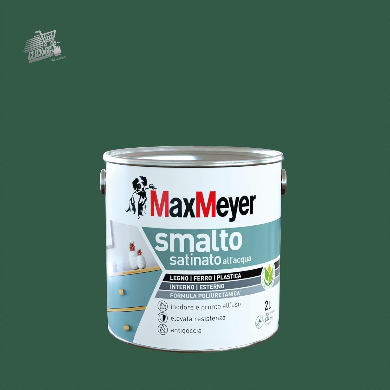 Dark Green Satin Polyurethane Water Enamel 2L
