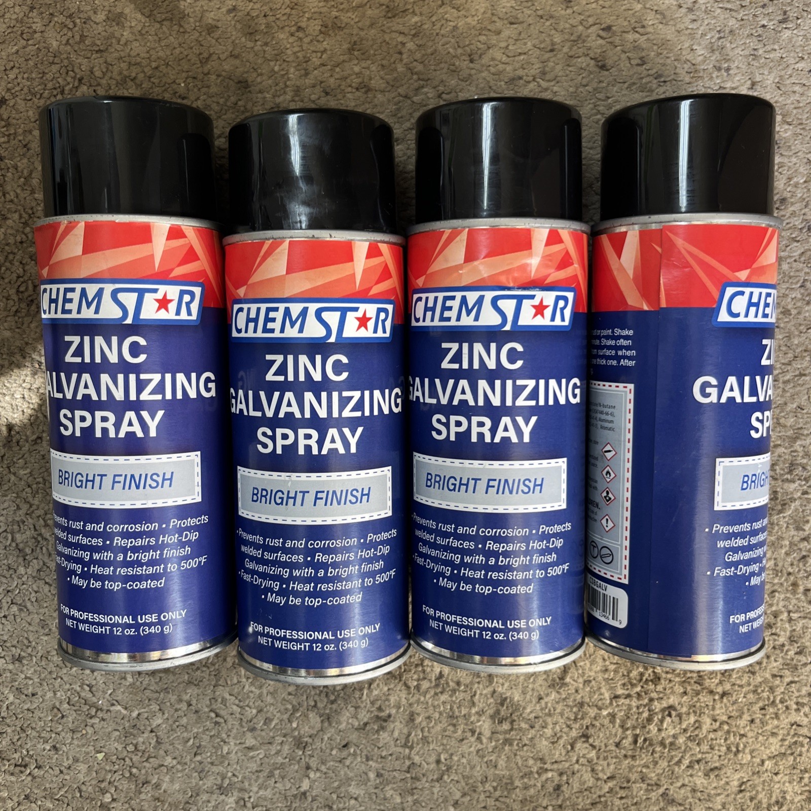 Chem Star CSBGALV Bright Finish- Zinc Galvanized Spray (12 oz.) (4CAN)