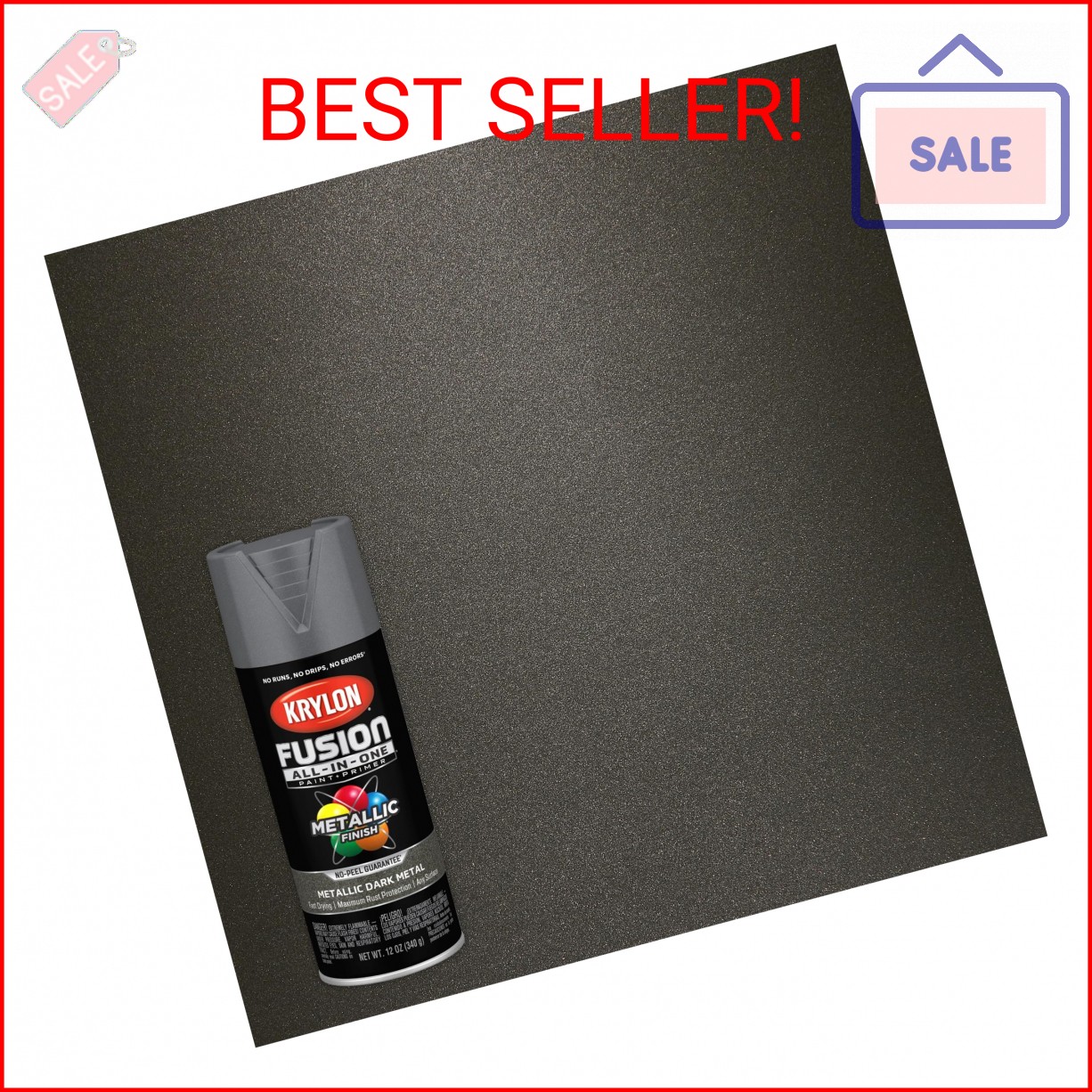 Krylon Fusion All-In-One Metallic Spray Paint & Primer, Dark Metal – 1 Each
