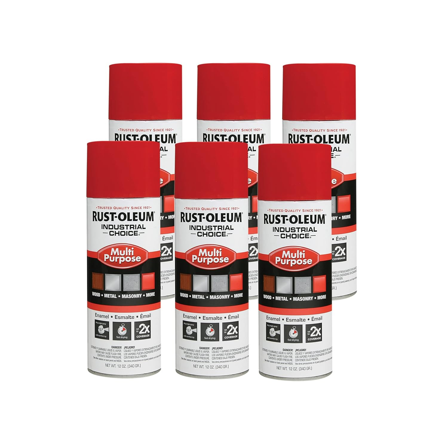 Industrial Choice 1600 OSHA Safety Red Spray Paint 6-Pack, 12 Oz Each