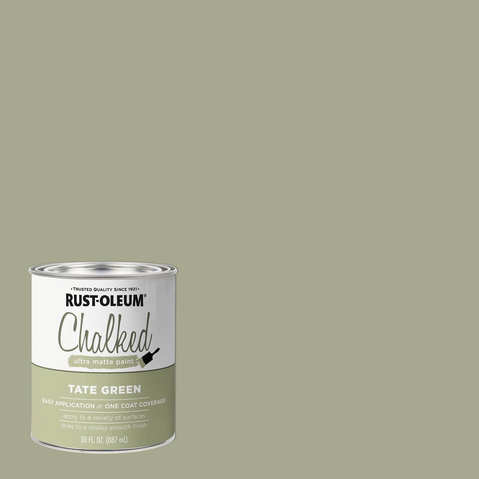 Tate Green Chalked Ultra Matte Paint Low-odor Quick Drying for Ceramic Canvas