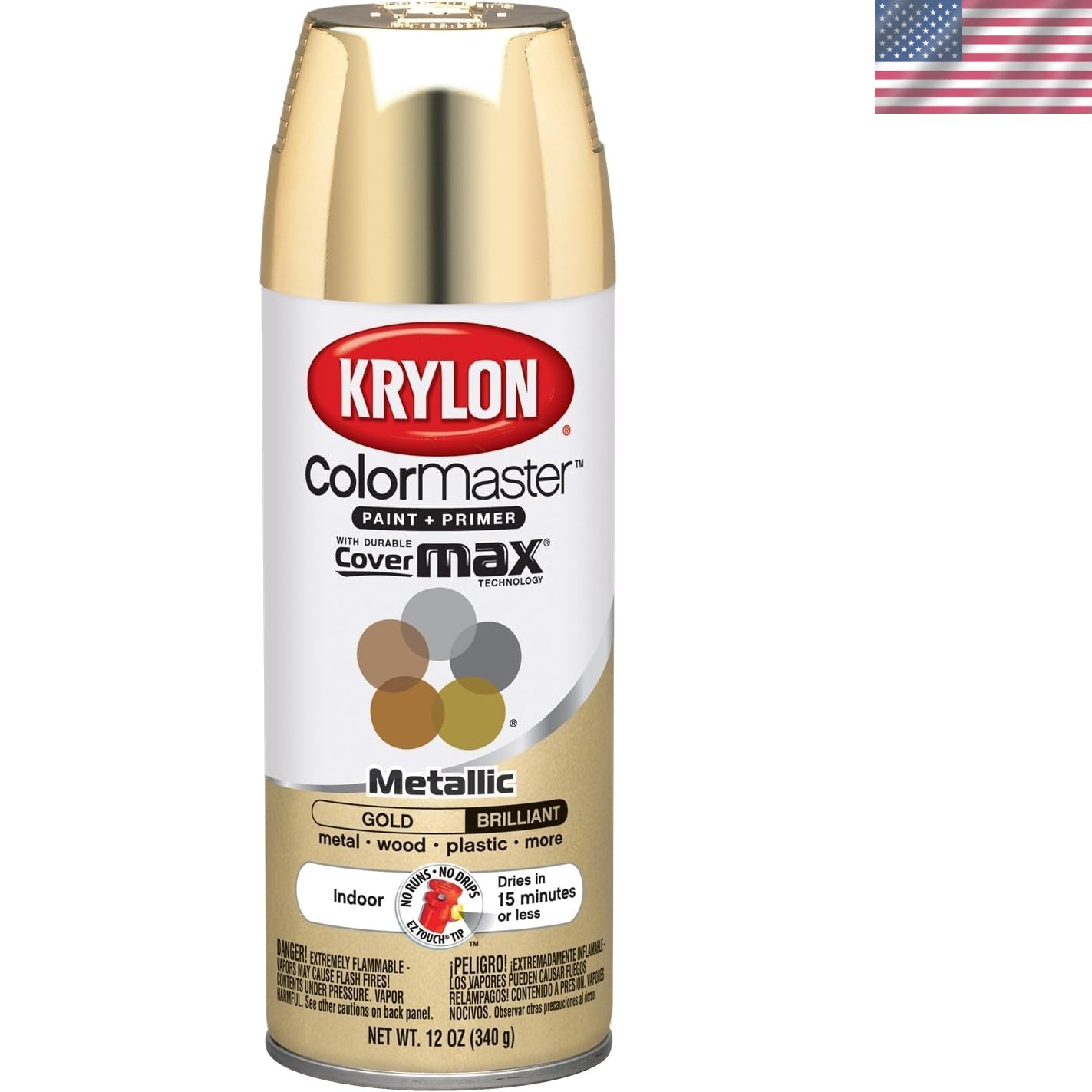 EZ Touch 12 oz. Metallic Gold Spray Paint – Odor Blocking and Durable Finish