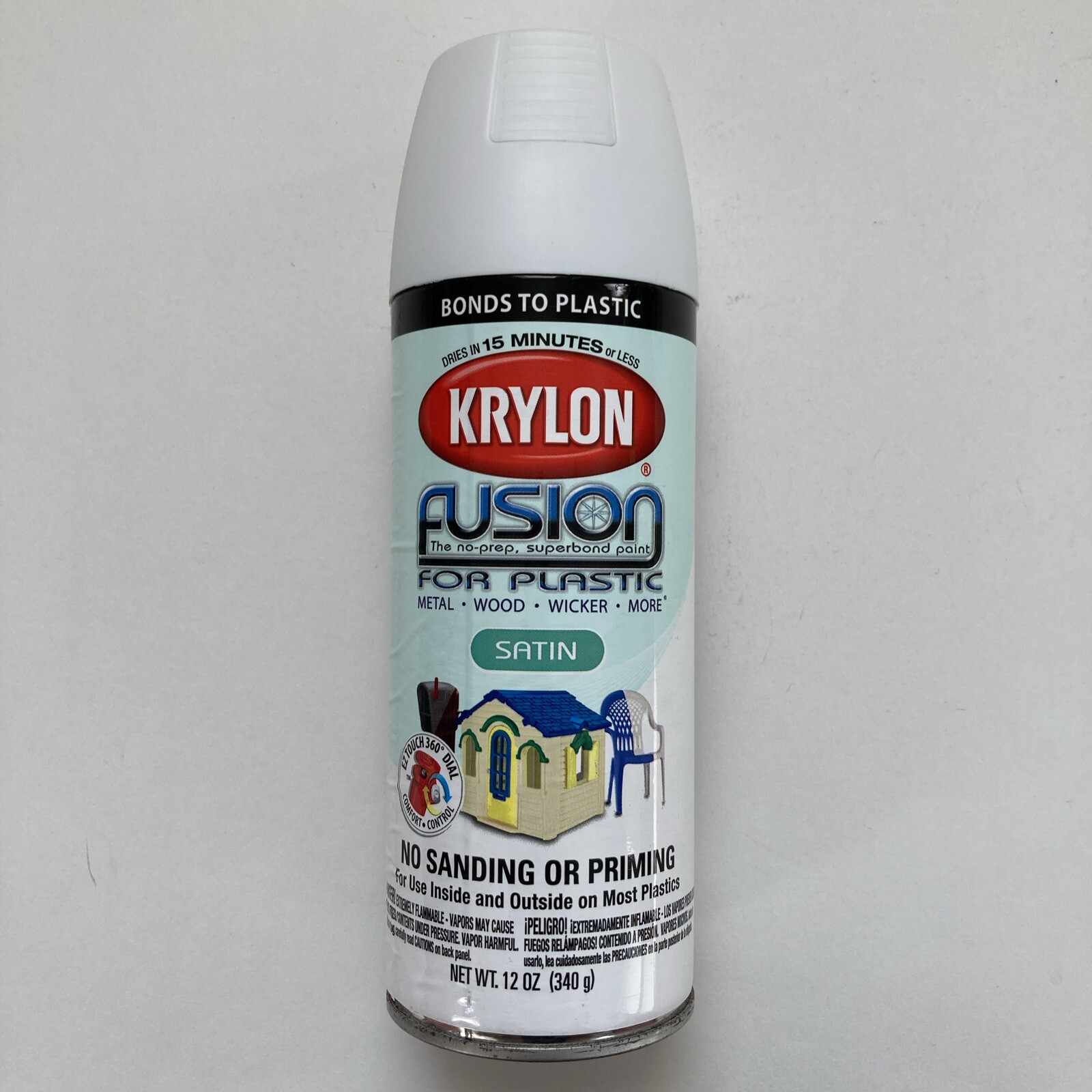 Krylon Fusion for Plastic Satin White Spray Paint, 12 oz, MPN 2420