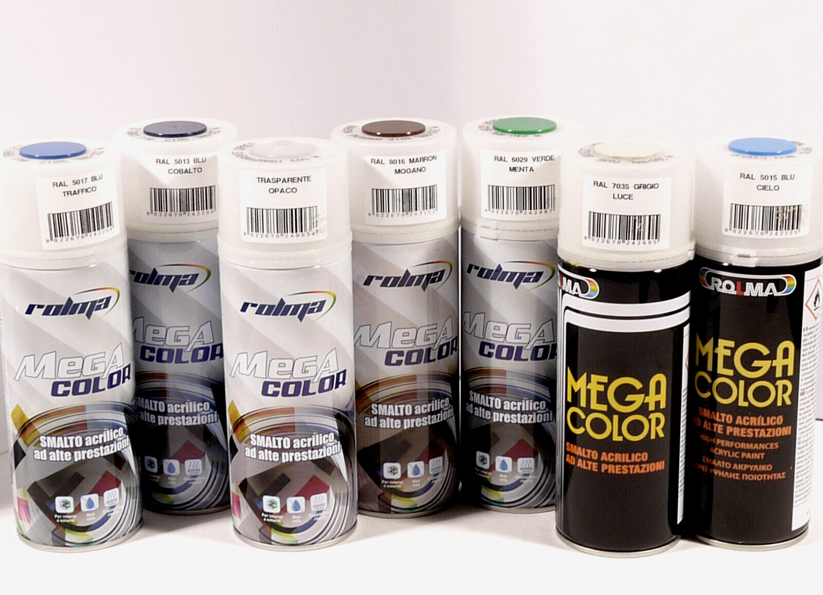 PRL) ACRYLIC ENAMEL PAINT COLORS PAINT SPRAY MEGA COLOR 7PCS HIGH PERFORMANCE