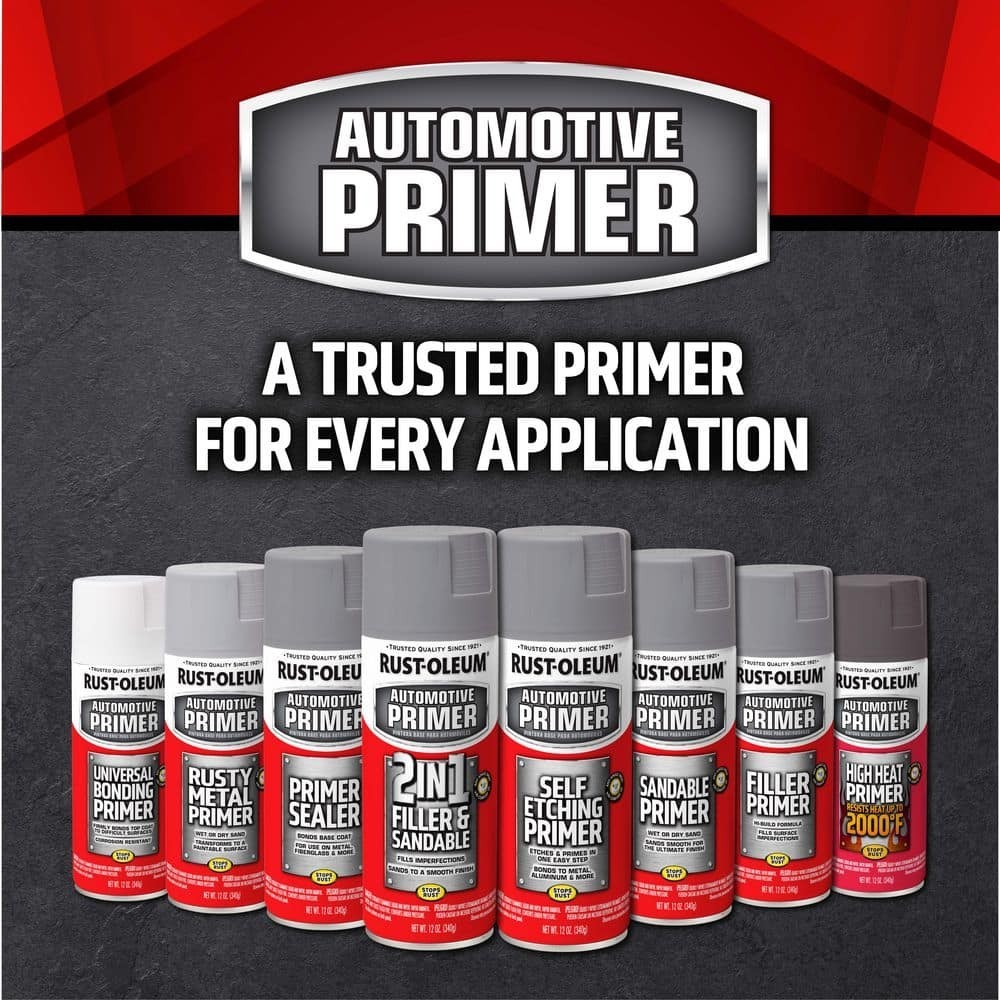 Rust-Oleum 12 oz White Sandable Primer Spray Paint Auto Metal Wood 6-Pack