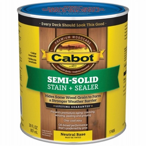 Cabot Low VOC Semi-Solid Tint Neutral Oil-Based Deck and Siding Stain 1qt (4-PK)