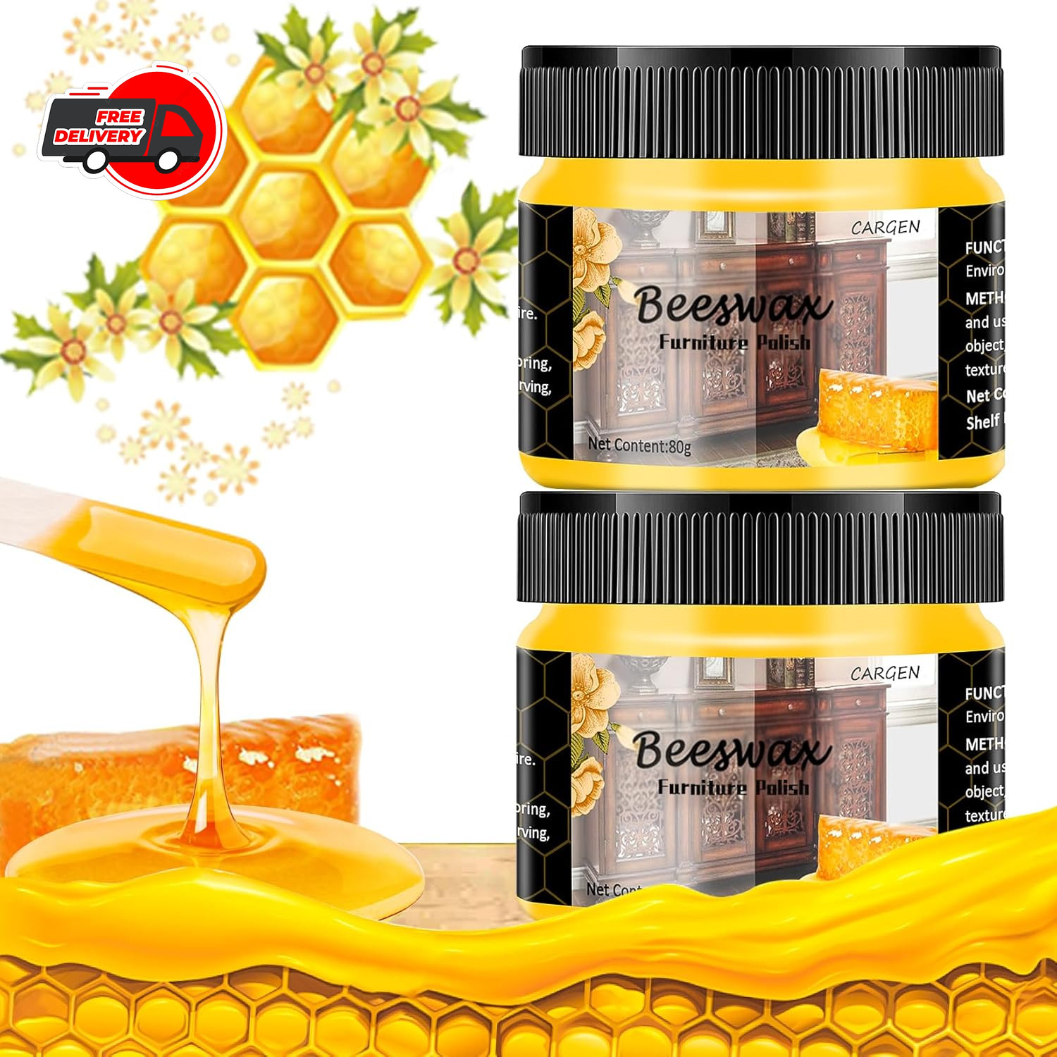 CARGEN Beeswax Furniture Polish, Wood Seasoning Beeswax for Furniture Wood Wax f