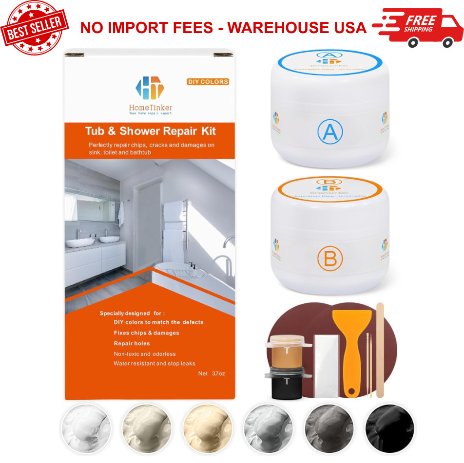 Tub, Tile and Shower Repair Kit Color Match, 3.7oz Fiberglass Repair Kit, Por…