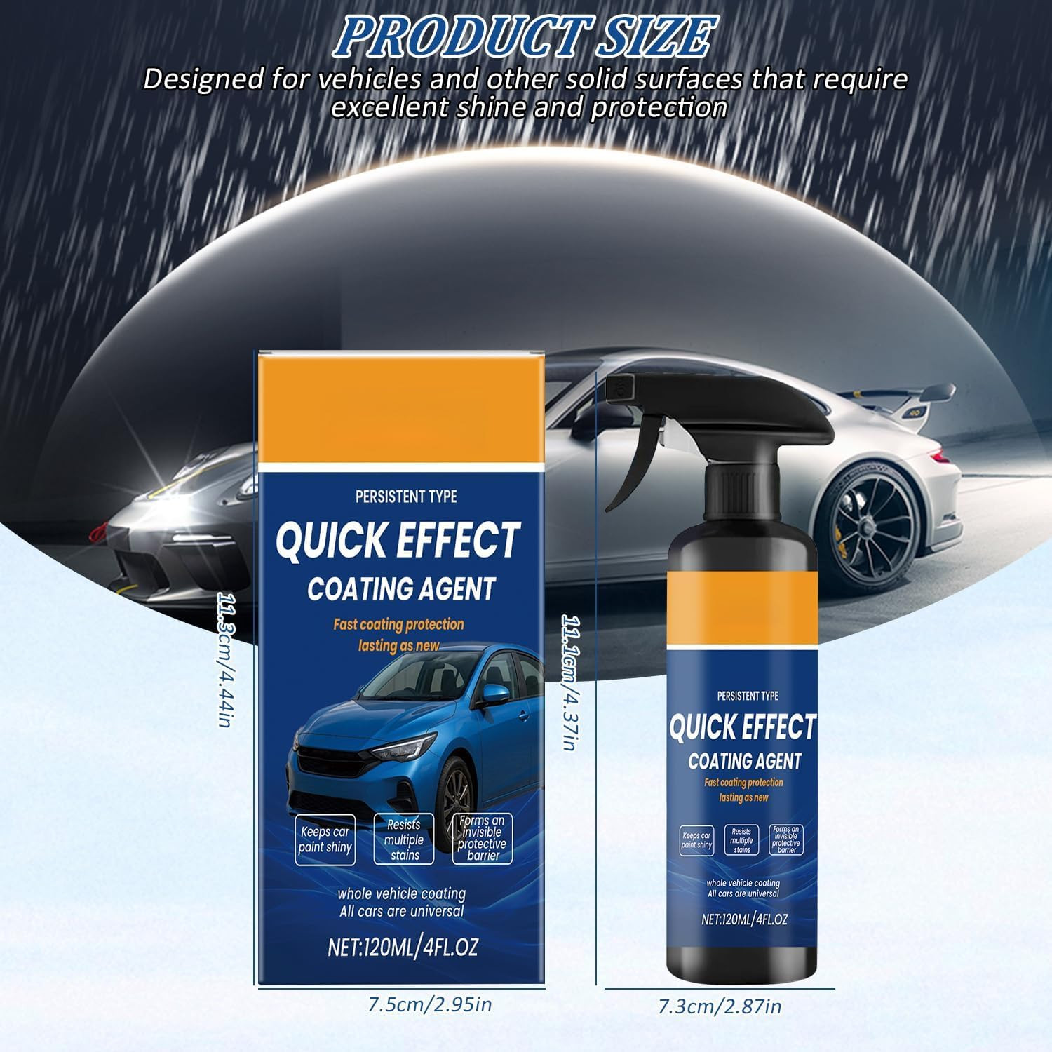 Car Quick Coating Spray, 2-Pack, Advanced Paint Protection, Vehicle Detailing Sh