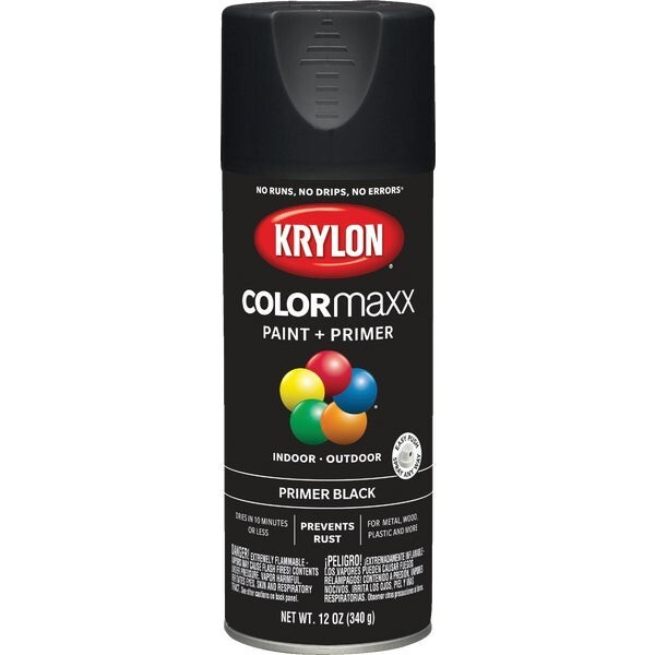 (12)-Krylon ColorMaxx Black 12 Oz All-Purpose Spray Paint PrimerModel: K05581007