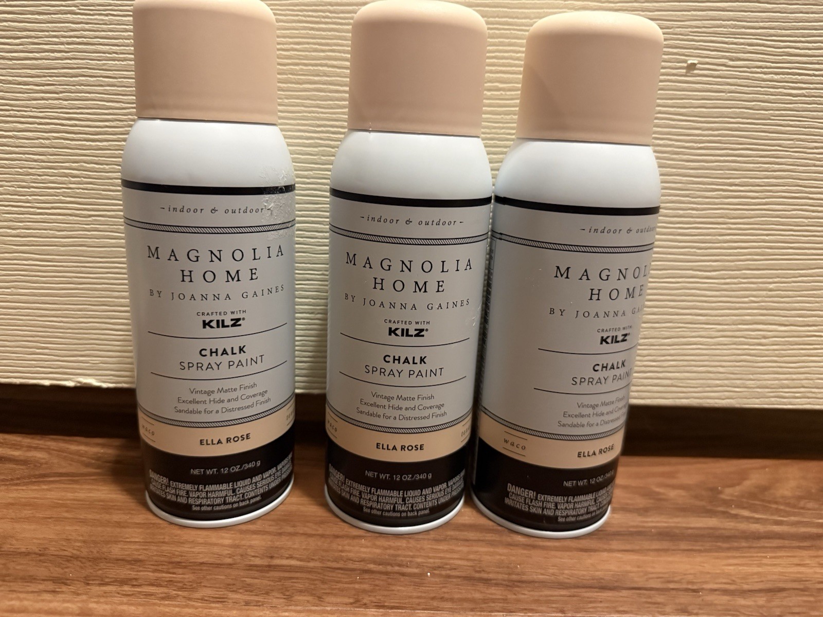 Lot of 3: Magnolia Home by Joanna Gaines Chalk Paint. 12 oz. Color: Ella Rose