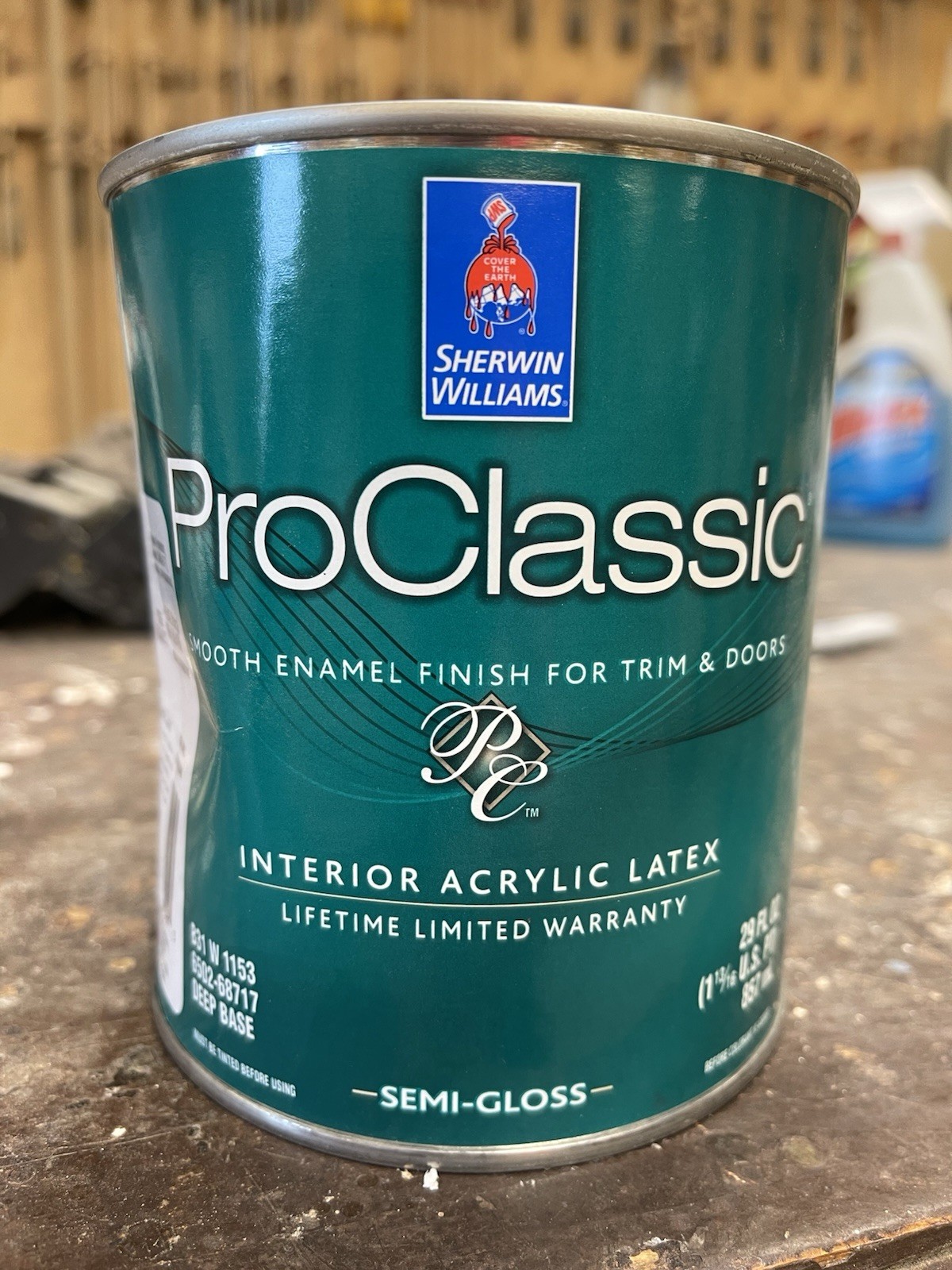 Sherwin Williams Pro Classic Trim Enamel/Water Base/Semi- Gloss/Jade Gray/Dented