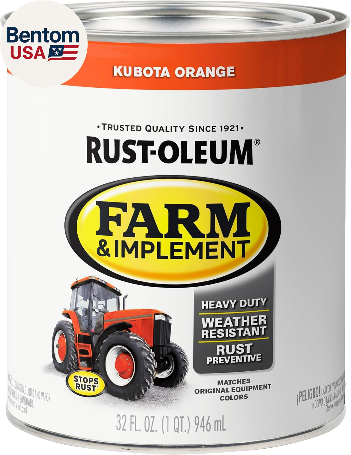 280159-2PK Farm & Implement Enamel Paint, Quart, Kubota Orange, 32 Fl Oz (Pack o
