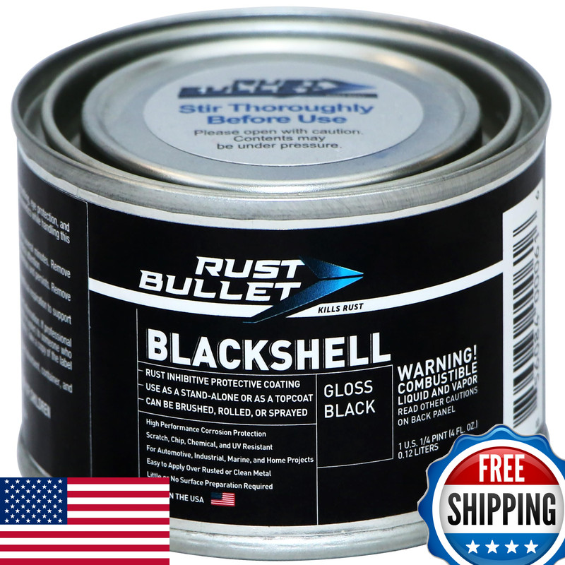 Rust Bullet Blackshell – Gloss Black – 4 Oz – Corrosion Preventive Coating Uv