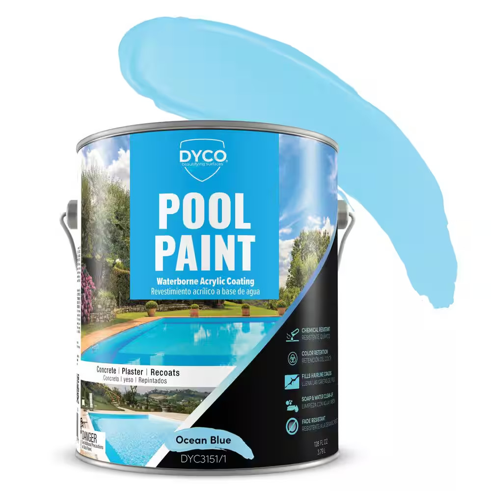 1 Gal Pool Paint 3151 Ocean Blue Semi-Gloss Acrylic Exterior Water-Resistant Pai