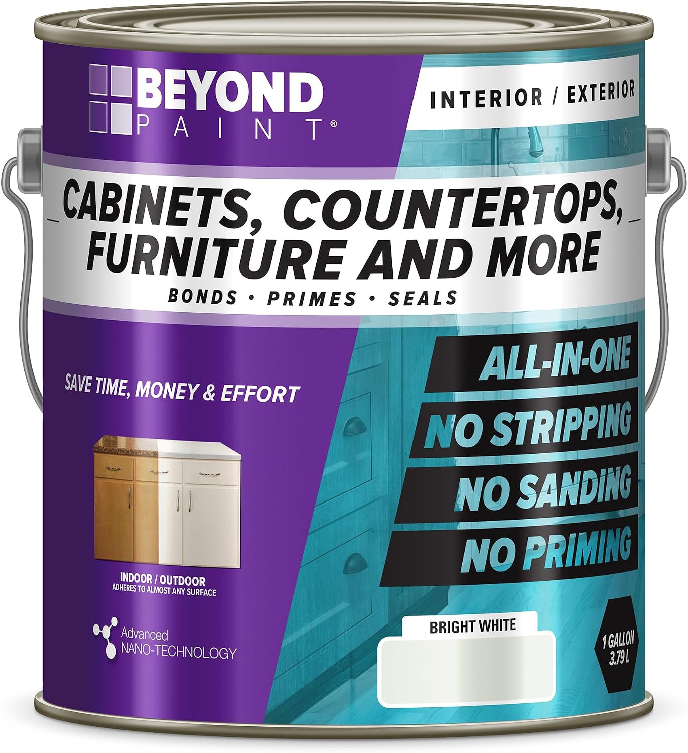 Furniture, Cabinets and More All-In-One Refinishing Paint Gallon, No Stripping,