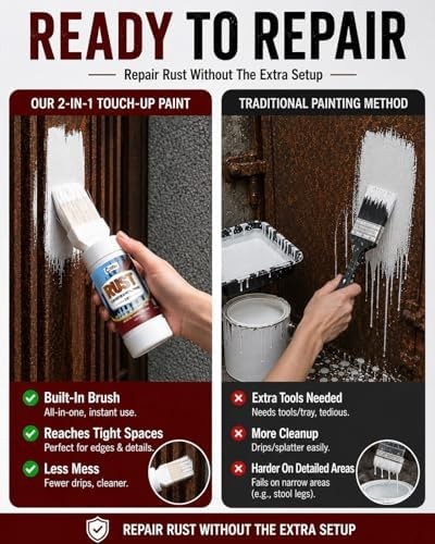 2-in-1 Rust Converter & Metal Primer with Built-In Brush, Water-Based Rust Tr…