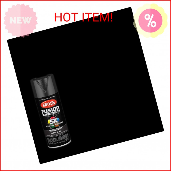 Krylon Fusion All-In-One Adhesive Spray Paint for Indoor/Outdoor Use, 12 oz, Bla