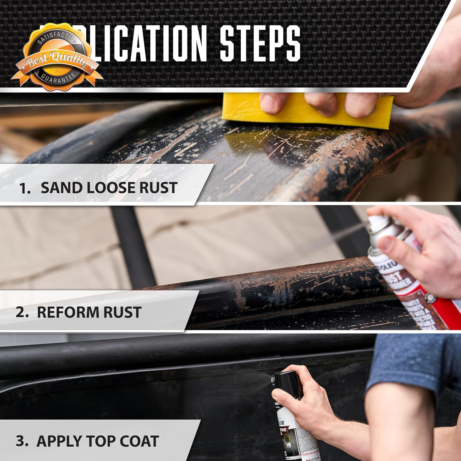 Rust Reformer Spray Paint Matte Black 10.25oz Stops Rust Metal Surface