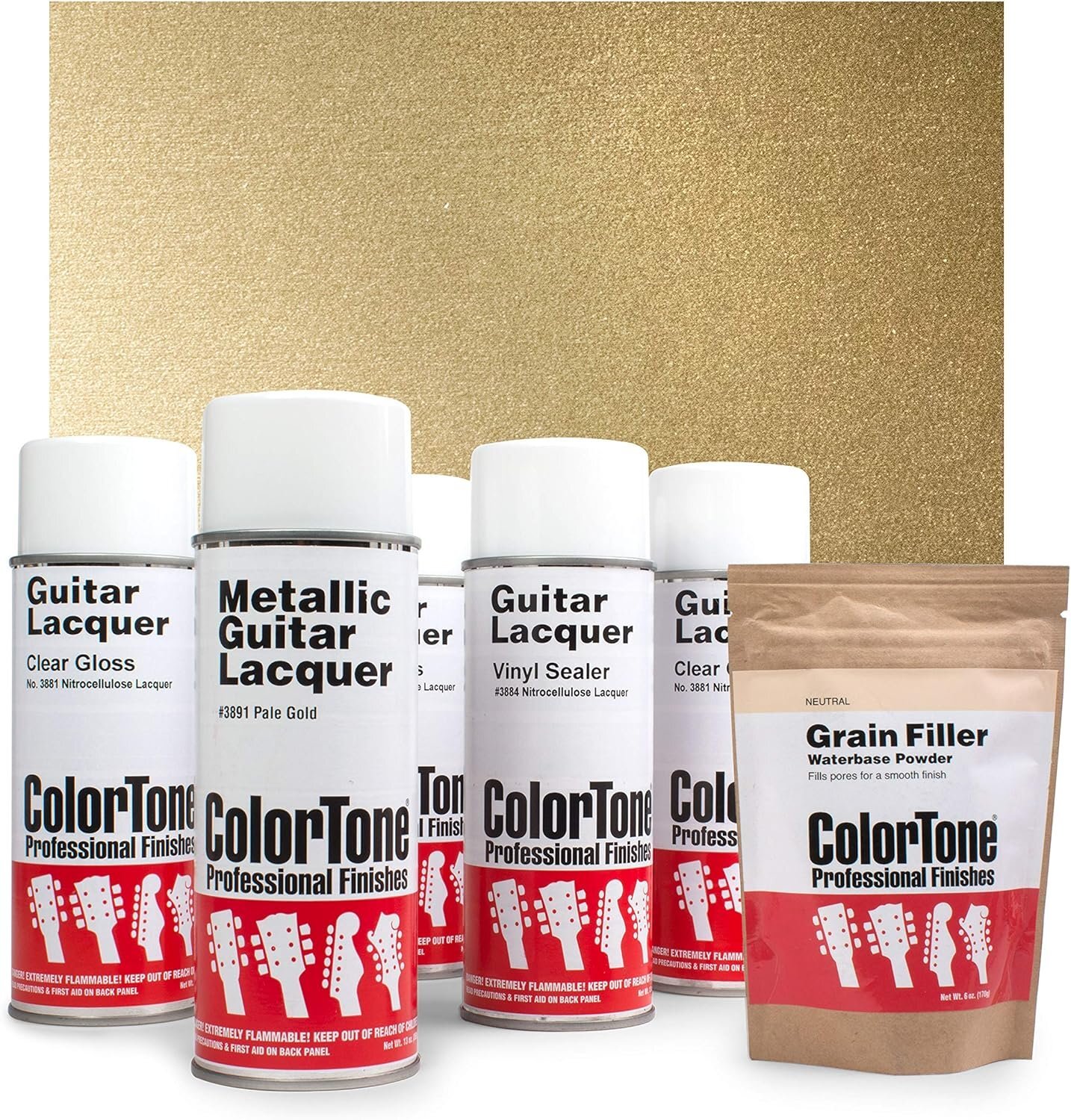 ColorTone Aerosol Finishing Set with Metallic Lacquer, Pale Gold
