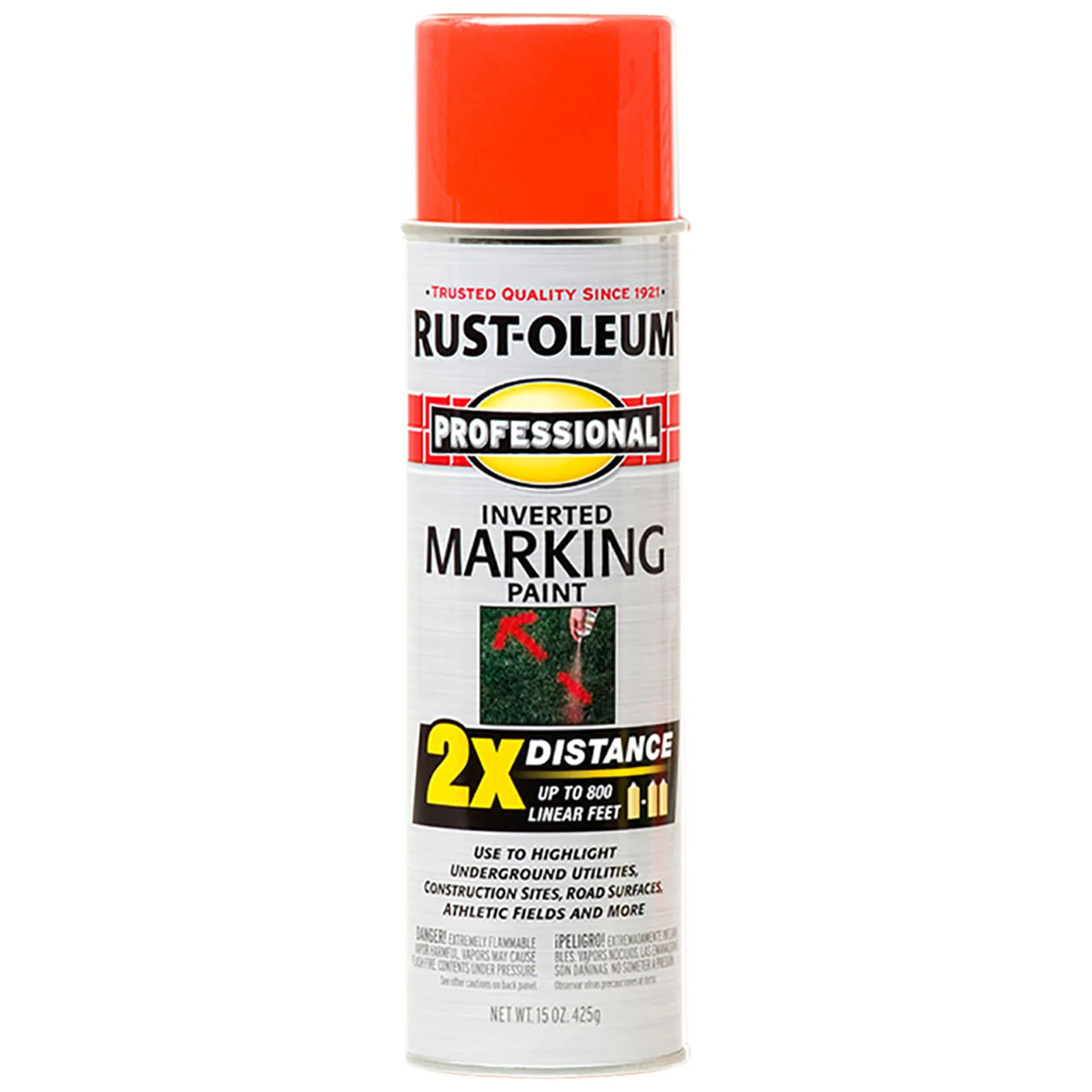 Fluorescent Red-Orange, 2X Inverted Marking Spray Paint-266590, 15 O