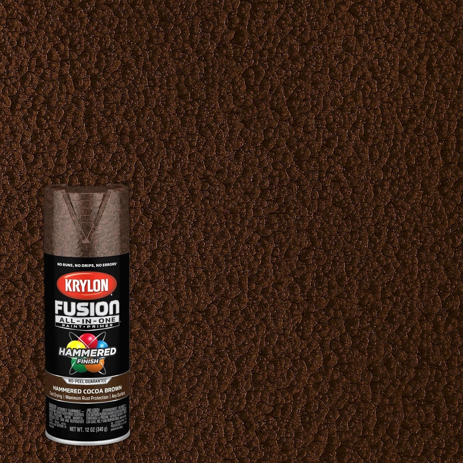 Fast-Drying Cocoa Brown Hammered Spray Paint – 12 oz All-In-One, Rust Protection