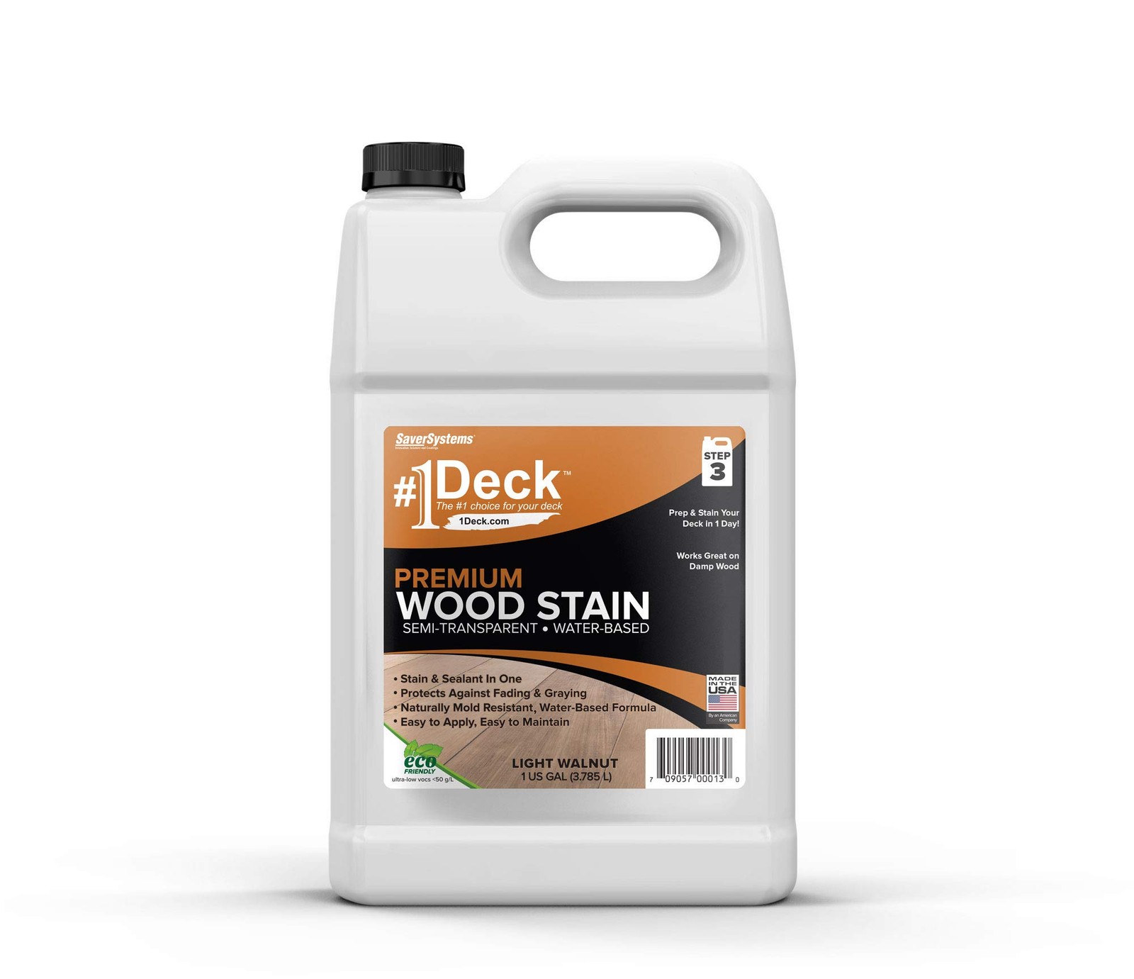 #1 Deck Semi-Transparent Wood Stain for Decks, Fences, & Siding – 1 Gallon (Ligh