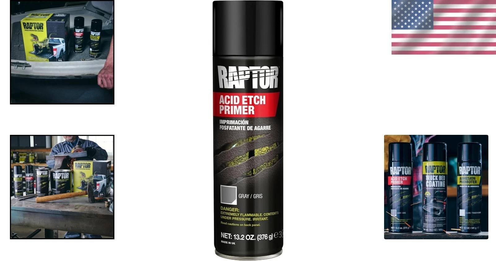 13.2 oz U-pol Gray Raptor Etch Primer Aerosol – Easy Application & Coverage