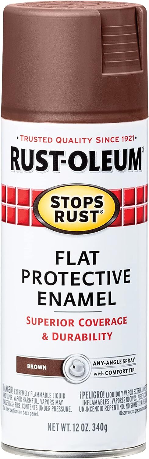 Rust-Oleum 214085 Stops Rust Spray Paint, 12-Ounce, Flat Brown