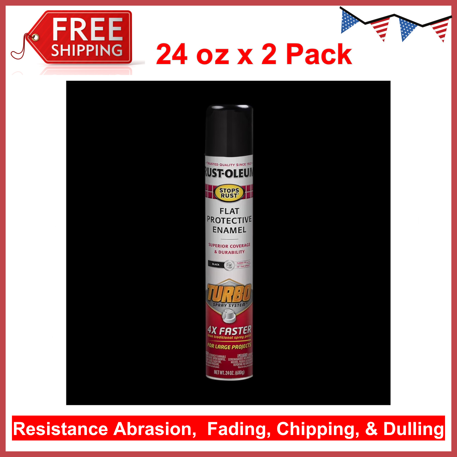 Rust-Oleum Stops Rust Protective Enamel Spray Paint with Flat Turbo 24oz. 2 Pack