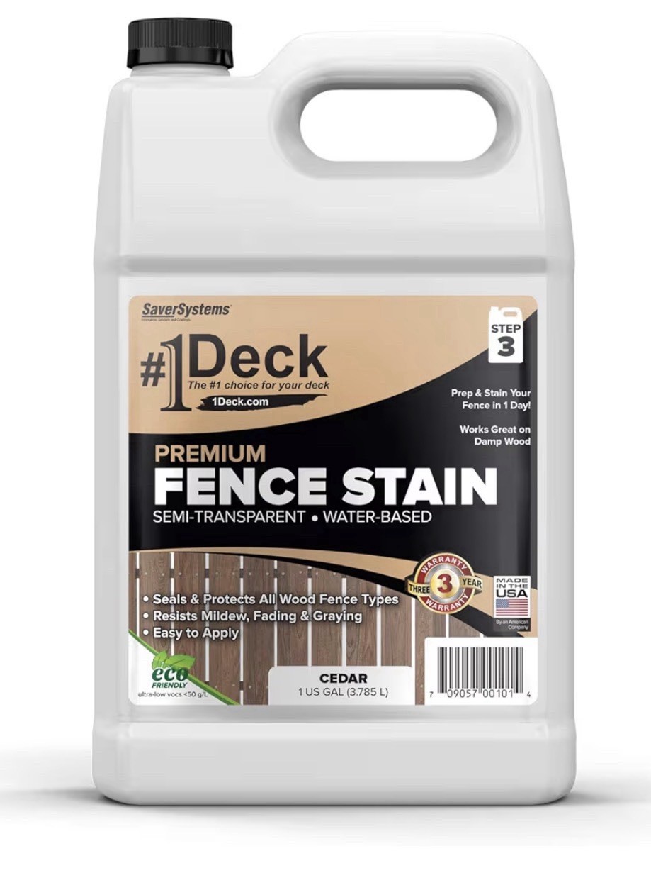 #1 Deck Premium Wood Fence Stain – Semi-Transparent Sealer (1 Gallon, Cedar)