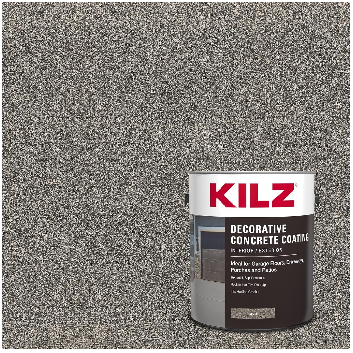 Gray Decorative Concrete Paint, Slip-Resistant, 1 Gallon