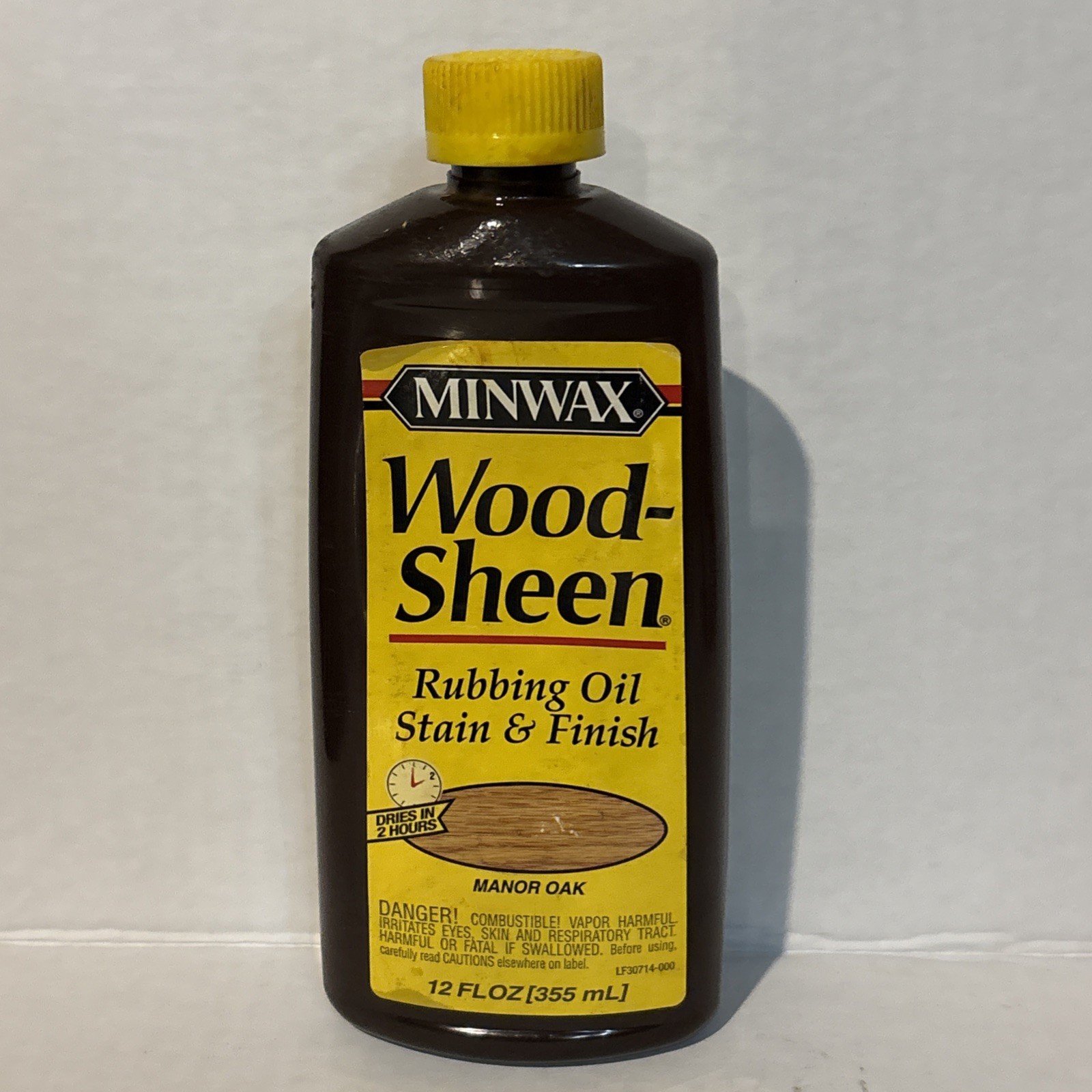 Minwax Wood-Sheen Rubbing Oil Stain & Finish MANOR OAK Yellow Cap 12oz 85% Full