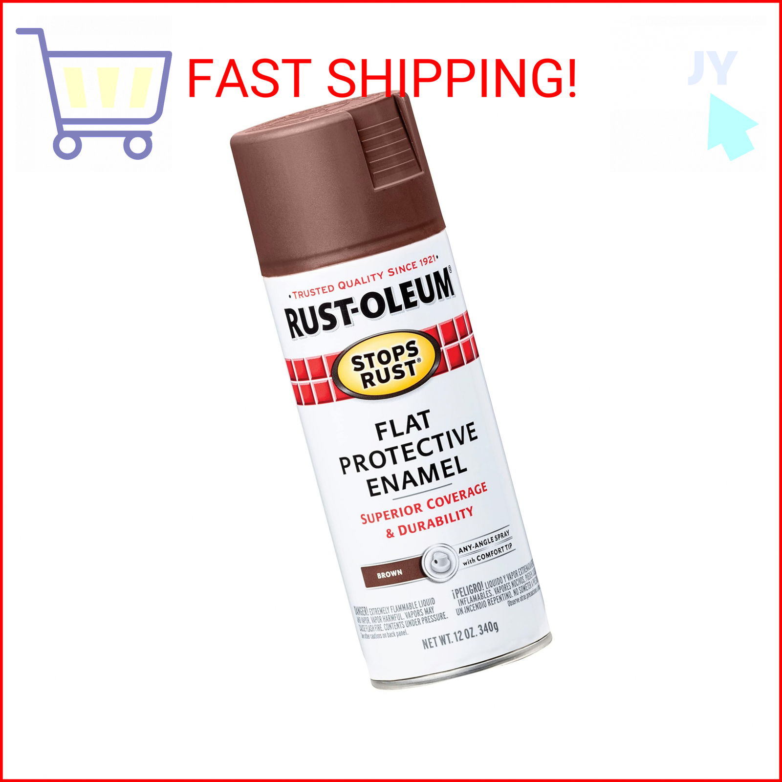 Rust-Oleum 214085 Stops Rust Spray Paint, 12 oz, Flat Brown