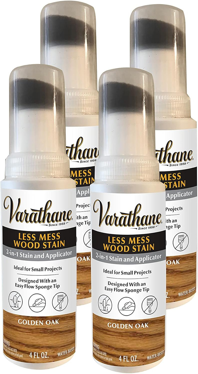 368035-4PK Less Mess Wood Stain and Applicator, 4 Oz, Golden Oak, 4