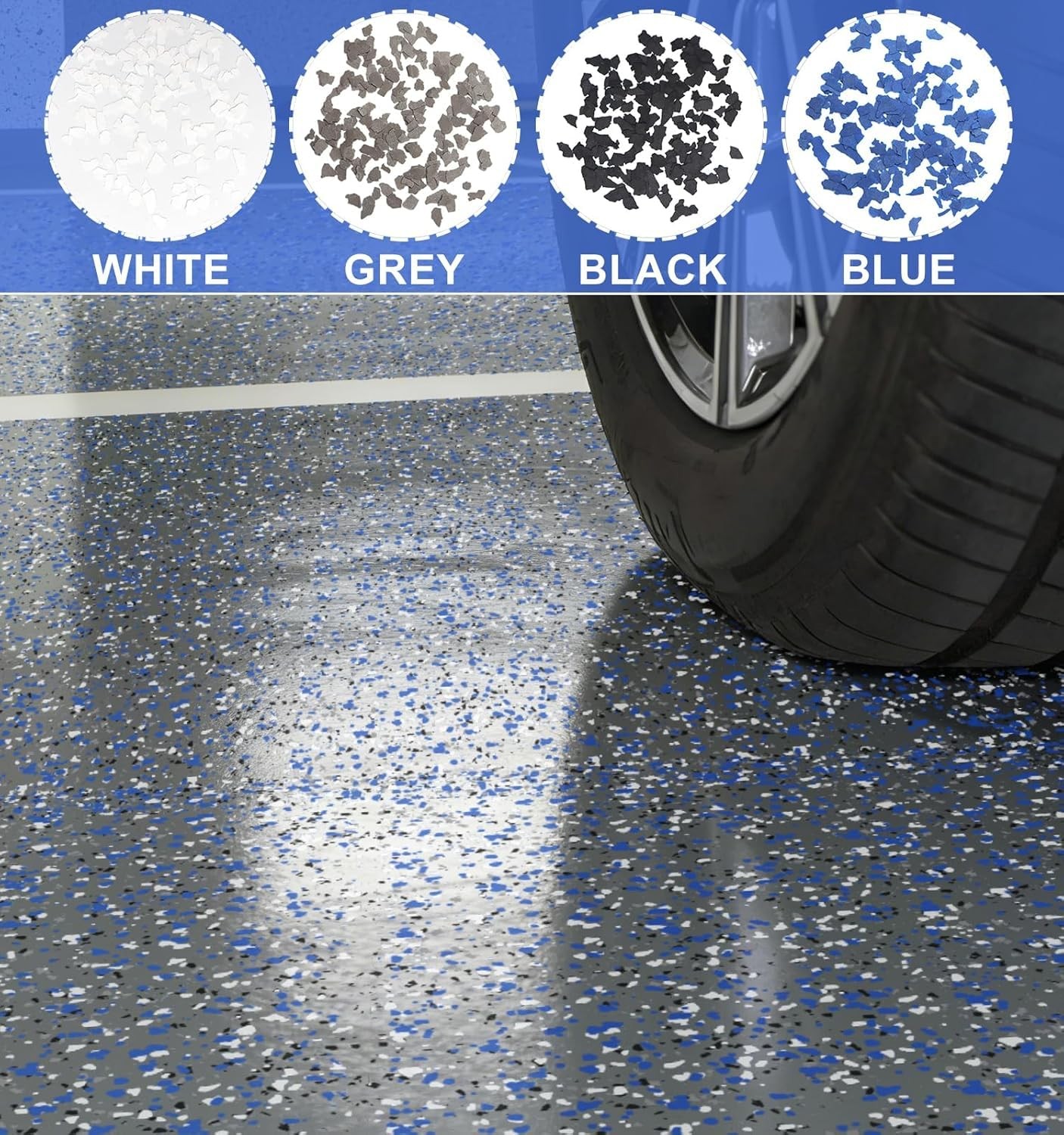 Epoxy Floor Flakes, 454g/1Lb Epoxy Chips Flakes Blend Decorative Color Chips …