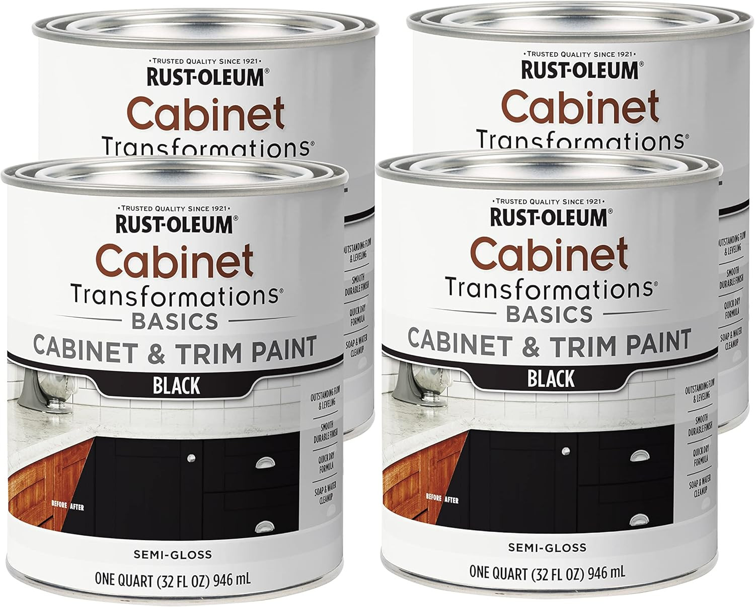 372012 Transformations Basics Cabinet & Trim Paint, Quart, Black