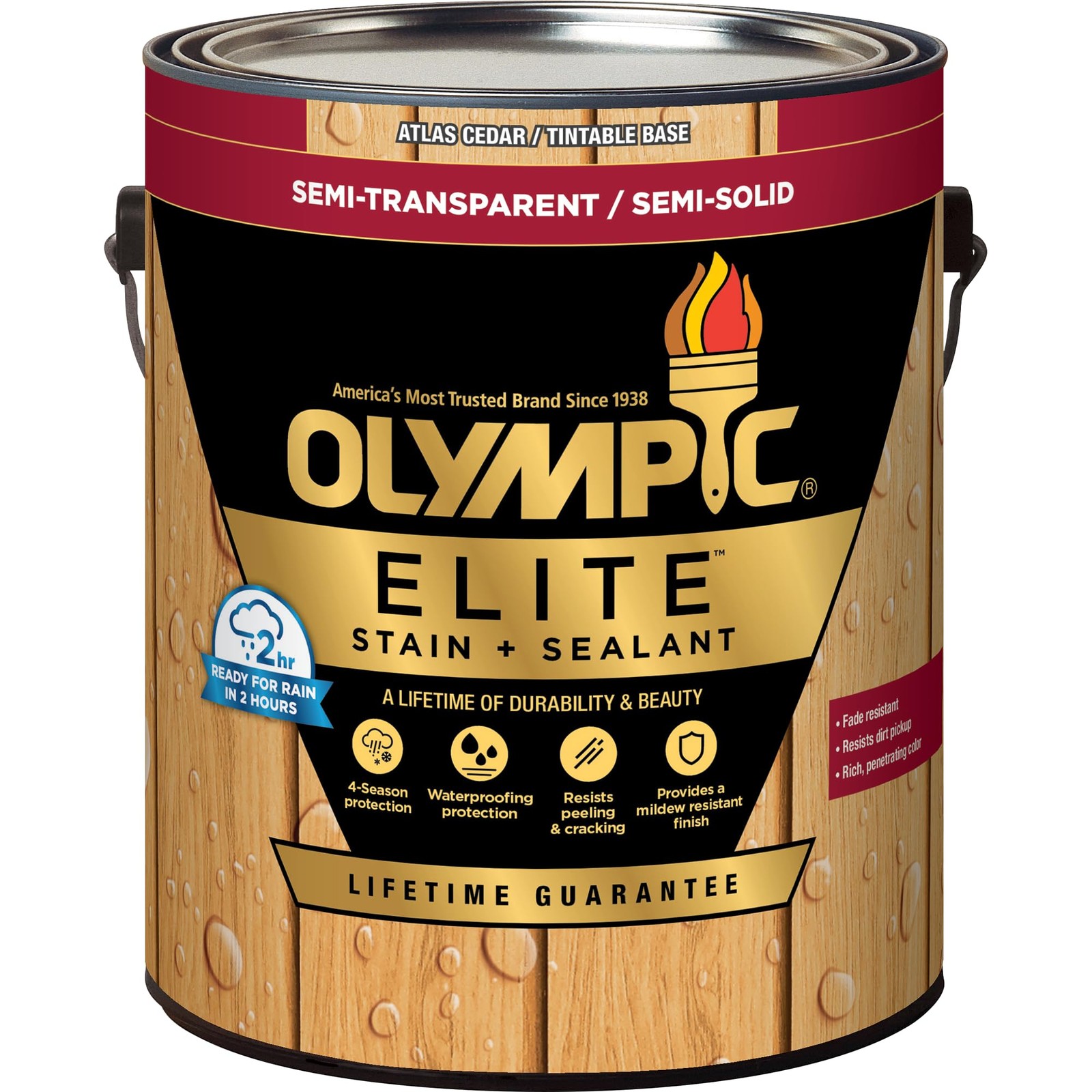 Elite 1 gal. Atlas Cedar Semi-Transparent Stain and Sealant in Low