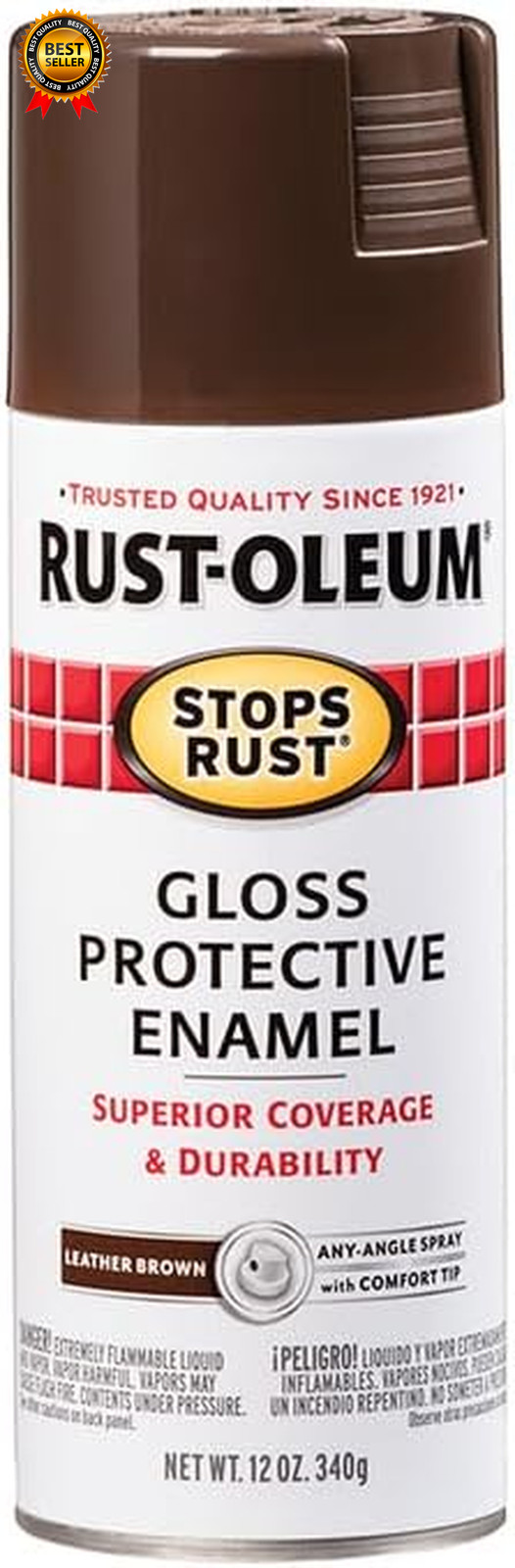 7775830 Stops Rust Spray Paint 12 Oz Gloss Leather Brown