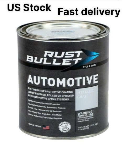 Rust Bullet – Automotive-Rust Inhibitor Rust Paint, Quart Metallic Gray US STOCK