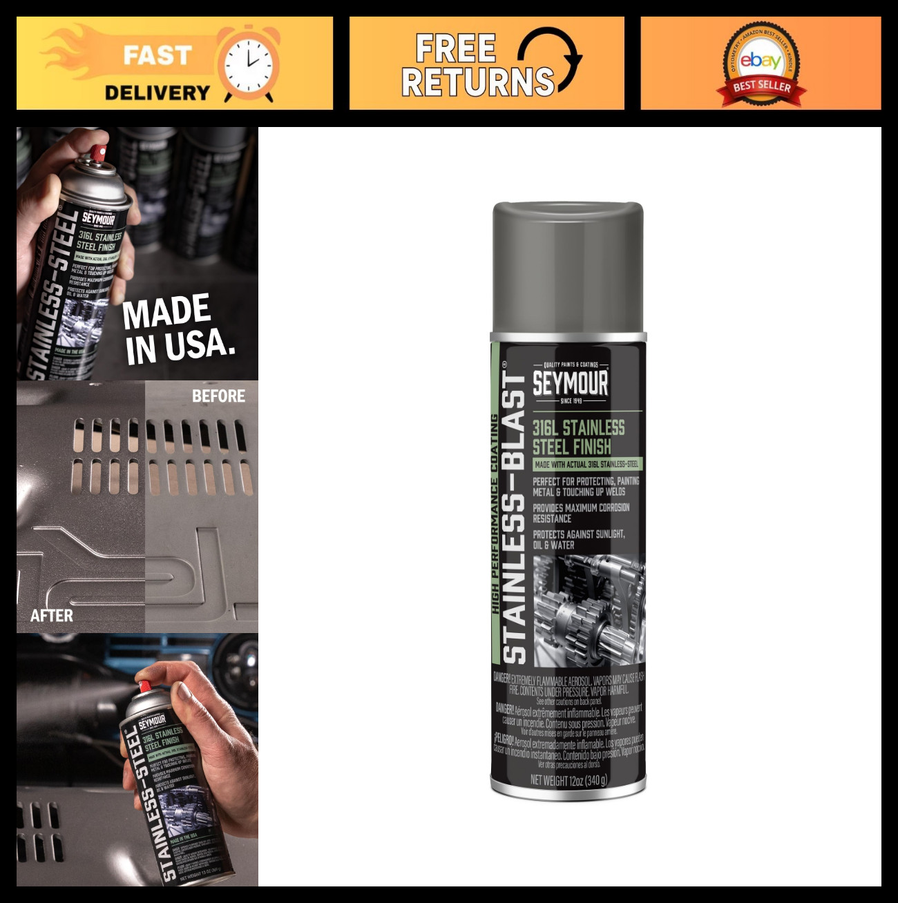 Rust-Resistant Stainless Steel Spray Paint – 16 Oz Can for Durable Protection