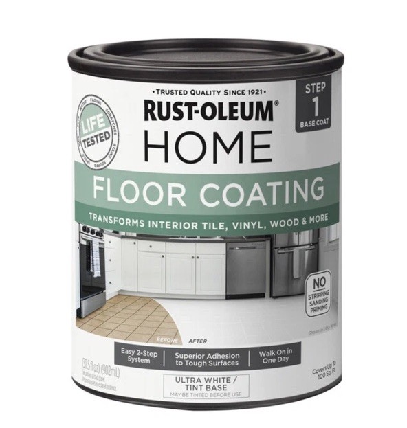 Rust-Oleum 358876 Floor Coating, Ultra White/Tint Base, 1 qt NEW