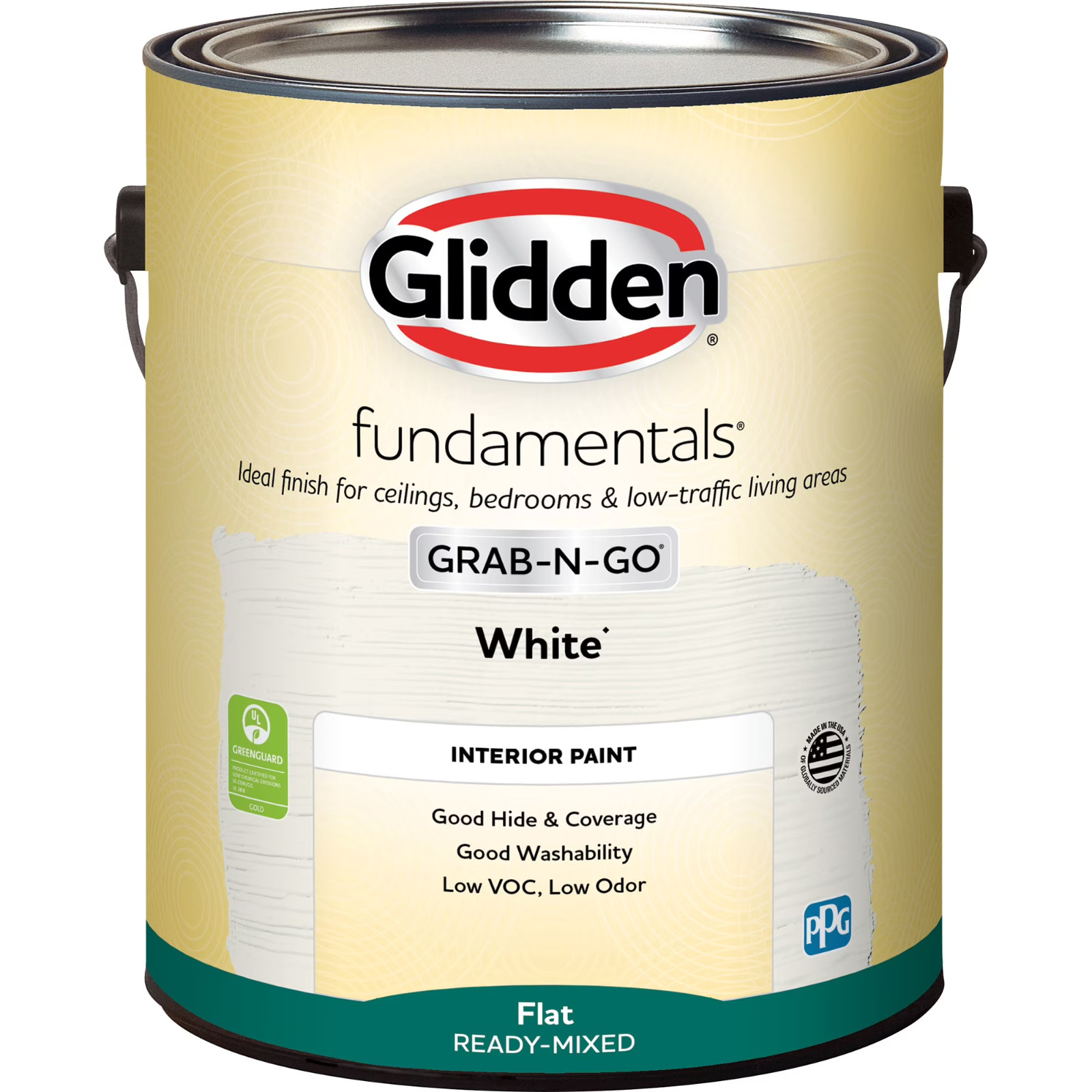 Glidden Fundamentals Interior Paint, White, Flat, 1 Gallon (2-Pack, 2 Gal Total)