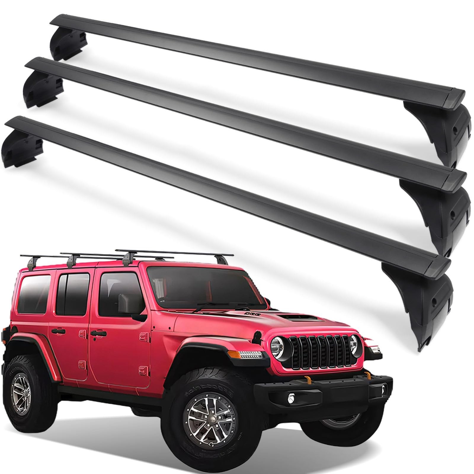 330lbs Heavy Duty Roof Racks 3PCS Fit for Jeep Wrangler JK JL Gladiator JT 20…