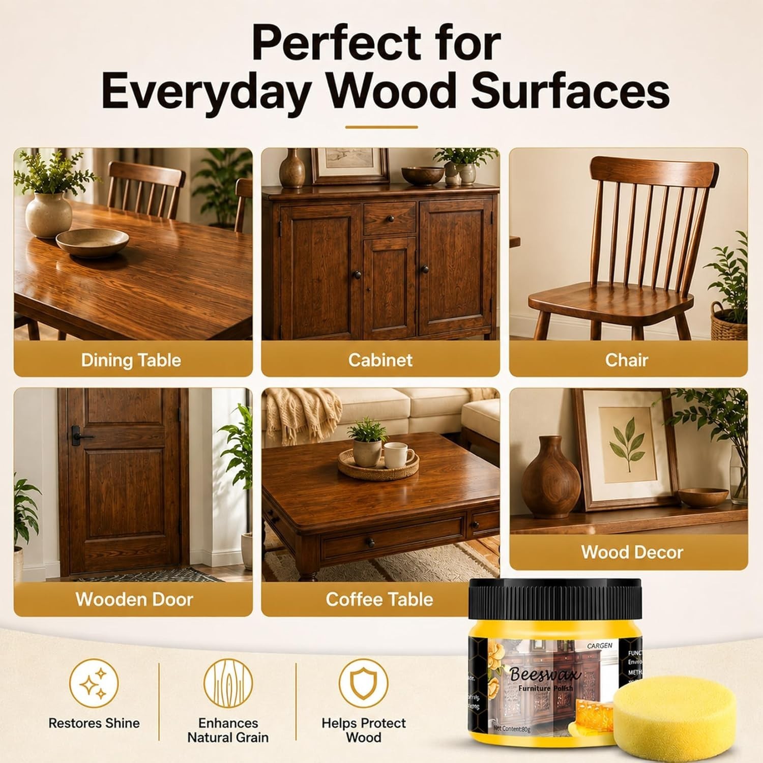 Deep Conditioning Beeswax Cleaner – 3 Pack for Furniture, Cabinets & Floors